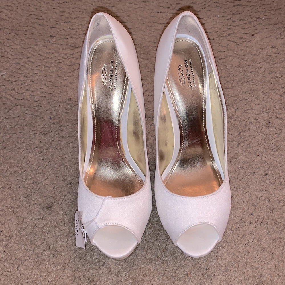 White Glitter Heels with small platform